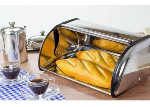 Porta Pão Em Aço Inox Armazenador De Pães Salgados E Doces Padaria - Ke Home