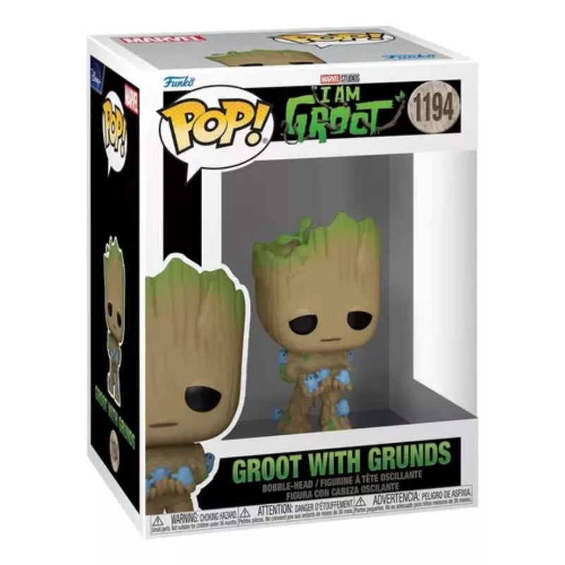 Boneco Funko Pop IAM GROOT GROOT W/GRUNDS 1194 Brinquedo Groot Presente Coleção Colecionável Criança Baby Groot Guardiões da Galáxia Marvel Studios