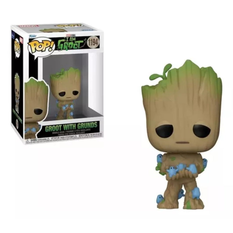 Boneco Funko Pop IAM GROOT GROOT W/GRUNDS 1194 Brinquedo Groot Presente Coleção Colecionável Criança Baby Groot Guardiões da Galáxia Marvel Studios