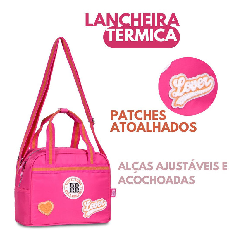 Lancheira Térmica Duas Alças Rebecca Bonbon Preto Rosa Azul Lanche Fashion Feminino Juvenil Escolar Clio