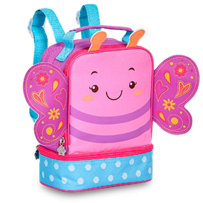 Kit Mochila de Costas Bolsa Mala Lancheira Térmica Infantil Menina Borboleta Roxo Criança Pets Clio