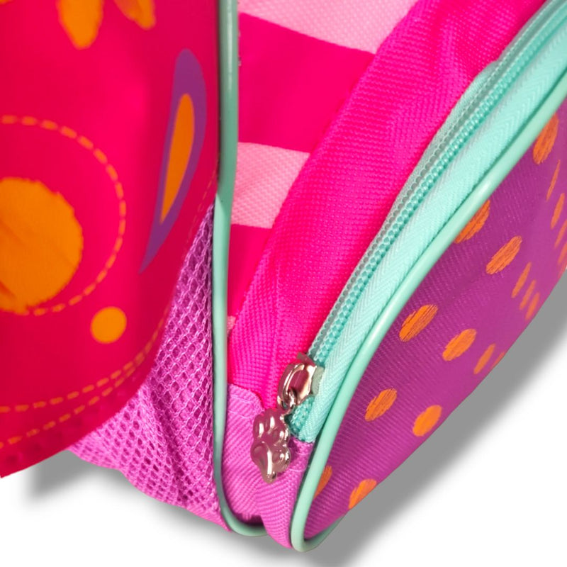 Kit Mochila de Costas Mala Bolsa Lancheira Térmica Infantil Menina Borboleta Rosa Criança Pets Clio