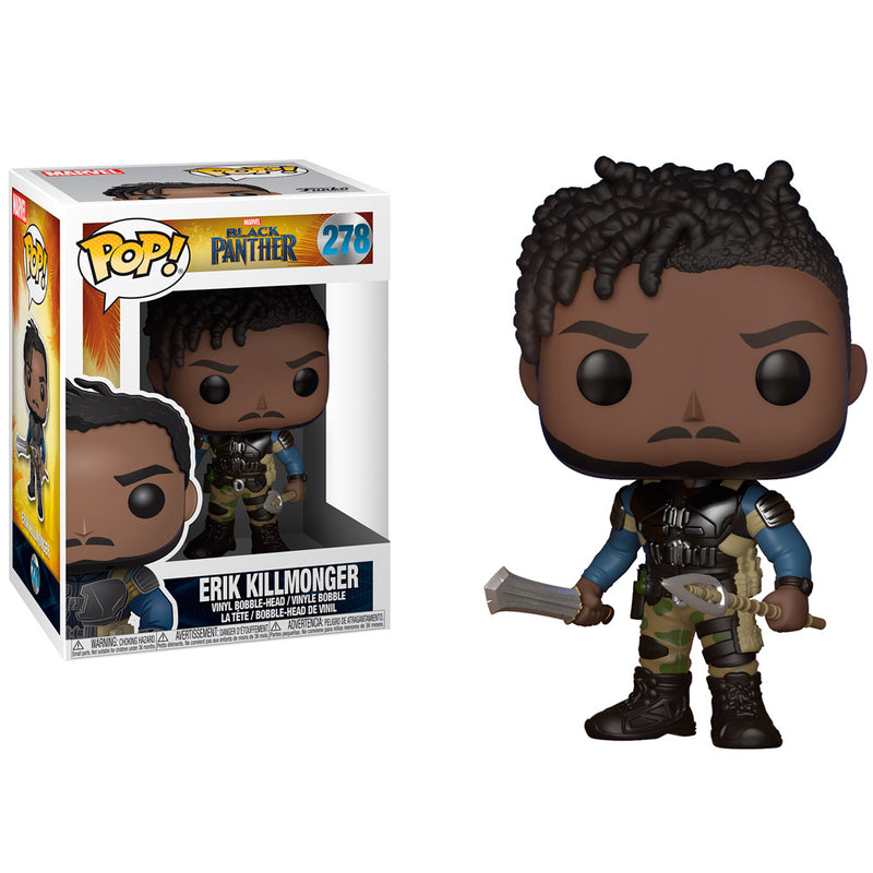 Boneco Funko POP Erik Killmonger 278 Marvel Disney Filme Pantera Negra Vingadores Brinquedo Colecionável Presente Coleção Criança