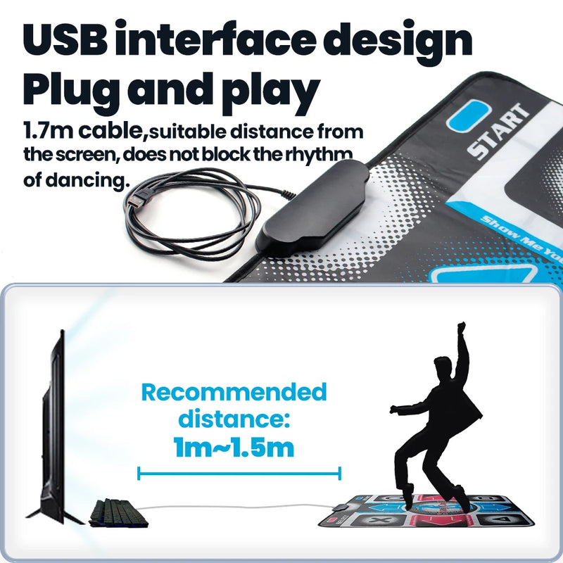 Tapete de Dança OSTENT USB Antiderrapante Esteira de Dança Almofada de Dança para PC Laptop e Videogame Cobertor de Pé para Esportes Familiares com Detecção de Movimento Acessório Gamer Brinquedo