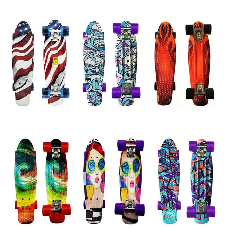 Brinquedo Retro Mini Cruiser Skateboard para Crianças Durável Portátil 22 Polegadas Iniciantes Esportes Meninos Juventude Brinquedo Presente Criança