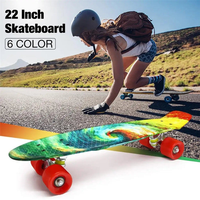 Brinquedo Retro Mini Cruiser Skateboard para Crianças Durável Portátil 22 Polegadas Iniciantes Esportes Meninos Juventude Brinquedo Presente Criança