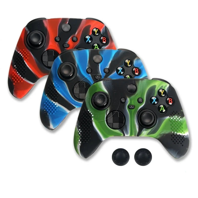 Game Conjunto de Capa de Silicone Camuflada com Tampas de Polegar para Controle XBOX Series XS Acessórios Jogos Criança - Megalonania