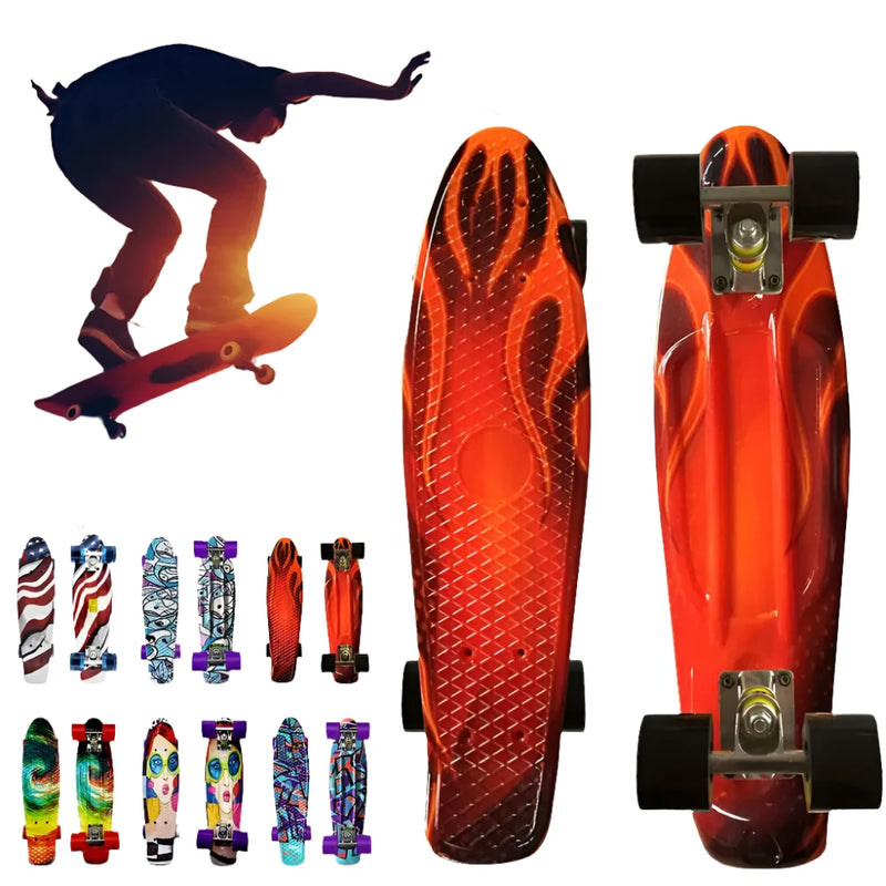 Brinquedo Retro Mini Cruiser Skateboard para Crianças Durável Portátil 22 Polegadas Iniciantes Esportes Meninos Juventude Brinquedo Presente Criança