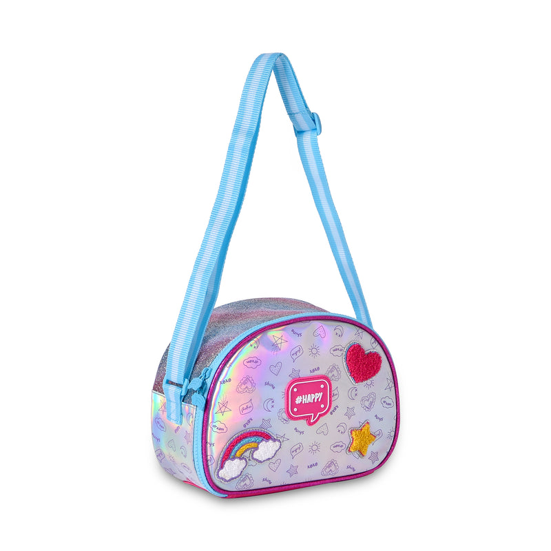 Kit Mochila de Carrinho Holográfica Mala Bolsa Lancheira Térmica Duas Alças Estojo Duplo Juvenil Meninas Escolar Clio