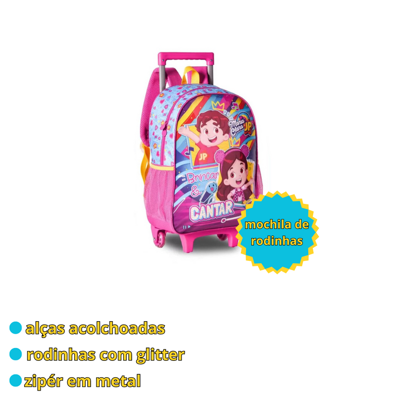 Mochila de Carrinho Maria Clara e JP Escolar Infantil Menina Youtubers Oficial