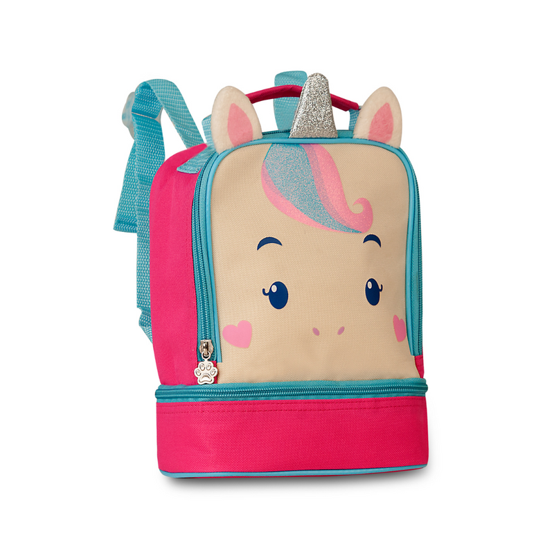 Kit Mochila de Carrinho Rodinha Unicórnio Lancheira Térmica Rosa Infantil Menina Feminina Criança Bebê Escolar Pets Clio