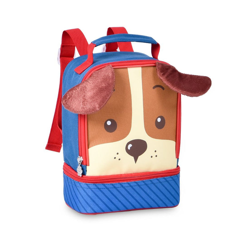 KIt Mochila De Costas Cachorro Vermelho Mala Bolsa Lancheira Térmica Duas Alças Lanchinho Infantil Escolar Mascuino Clio