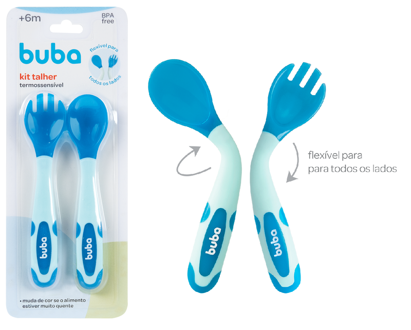 Kit Talher Bebê Introdução Alimentar Infantil Termossensível Buba