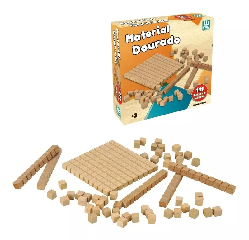 Jogo Infantil Material Dourado 111PÇS Brinquedo Jogos Nig