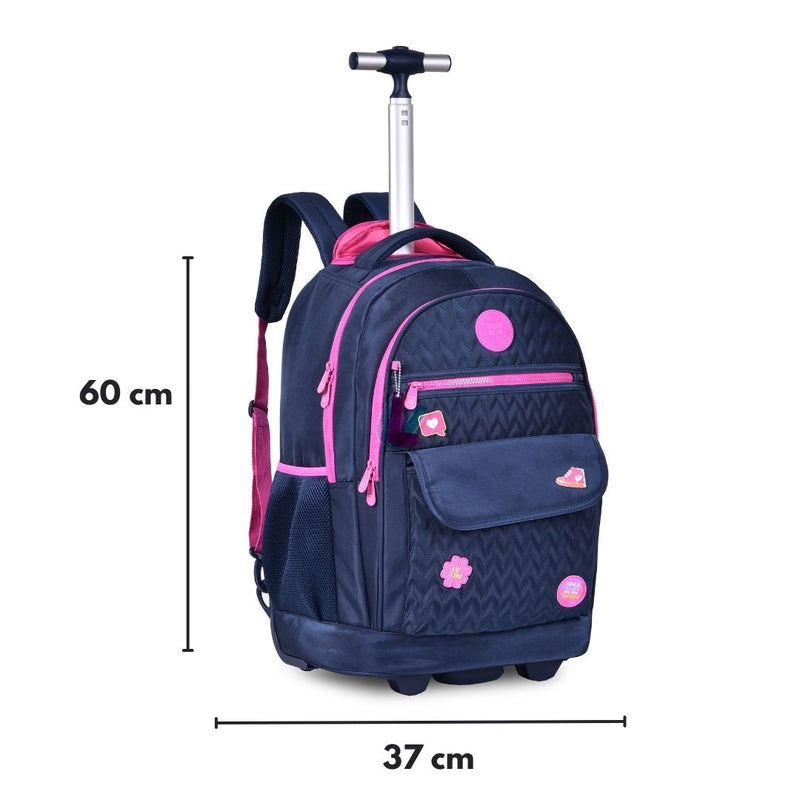 Mochila de Carrinho Mala Bolsa Ciano Rosa Meninas Juvenil Escolar Luluca Clio