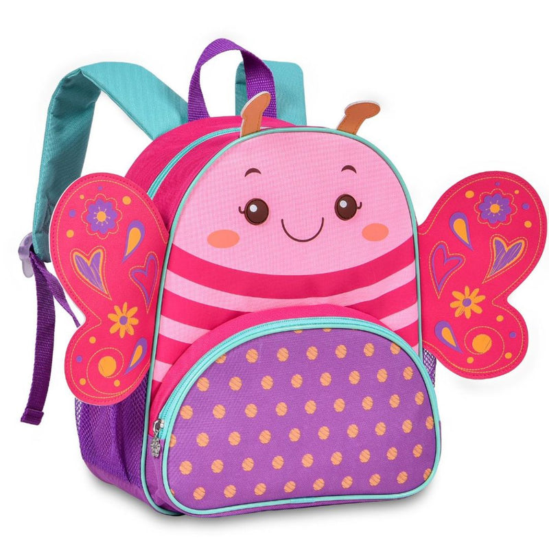 Kit Mochila de Costas Mala Bolsa Lancheira Térmica Infantil Menina Borboleta Rosa Criança Pets Clio