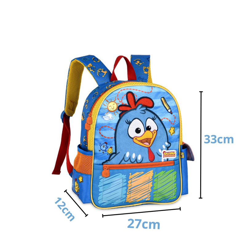 Mochila de Costas Galinha Pintadinha Mala Bolsa Escolar Infantil Clio