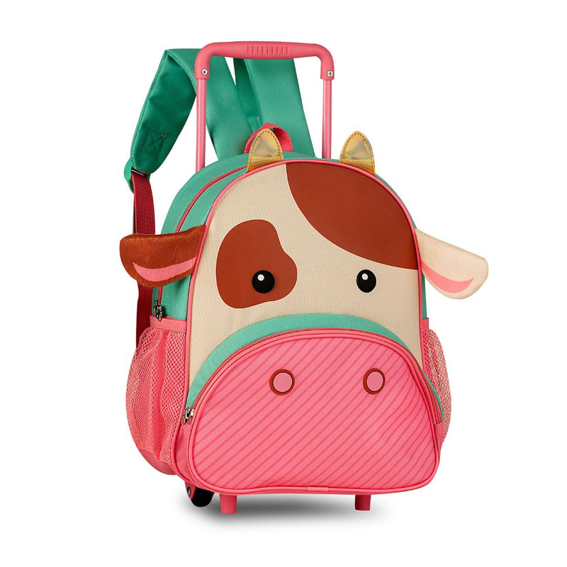 Mochila de Carrinho Rodinha Bolsa Infantil Menina Escolar Volta Aulas Pets Gato Girafa Vaca Clio