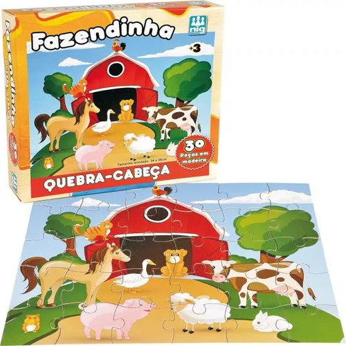 Jogo Quebra Cabeça Infantil Fazendinha 30PÇS Brinquedos Nig