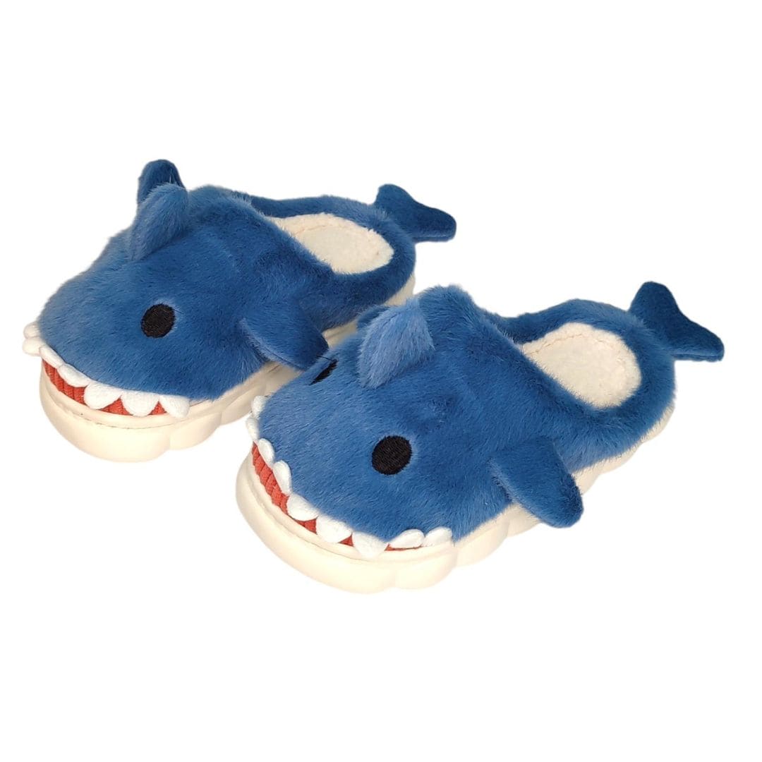 Pantufa Infantil Tubarão Baby Shark Inverno Menino Presente Azul Solado Borracha