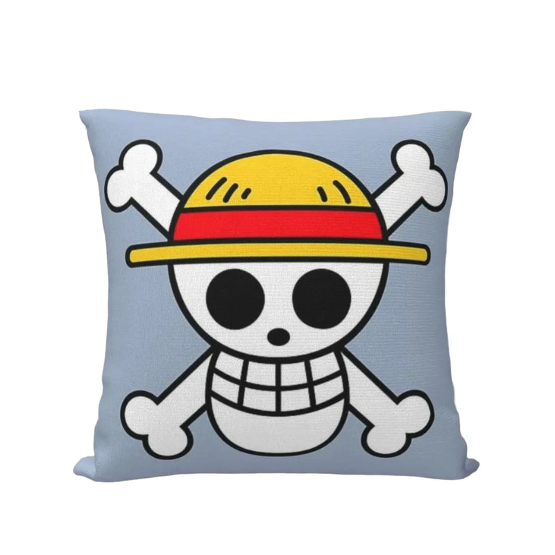 Capa de Almofada One Piece – Estampa de Caveira – Poliéster – Capa com Zíper – Almofada Decorativa e Confortável para Sofá e Home Decor