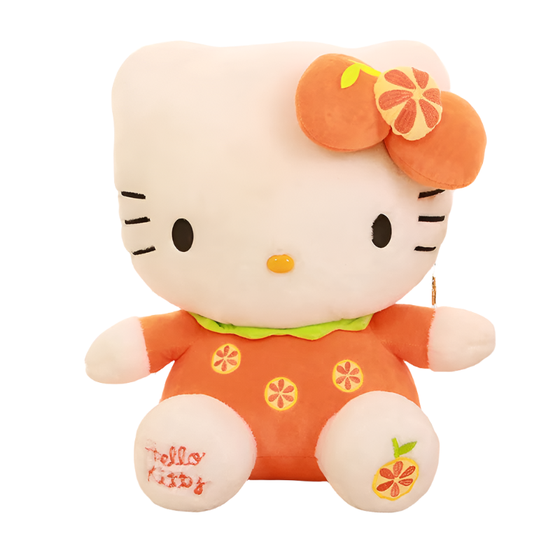 Brinquedo de Pelúcia Hello Kitty Boneca Laranja Macio Travesseiro de Pelúcia Anime Decoração Animal Presente Pelucias Menina Boneca Criança 18cm