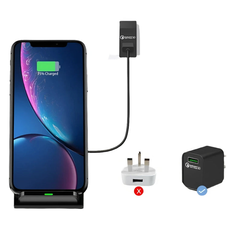 Carregador Sem Fio Rápido 65W Compatível com Samsung, iPhone 14 13 12 11 XS XR X 8, Airpods Pro S22 S21 Nota 20, 65W