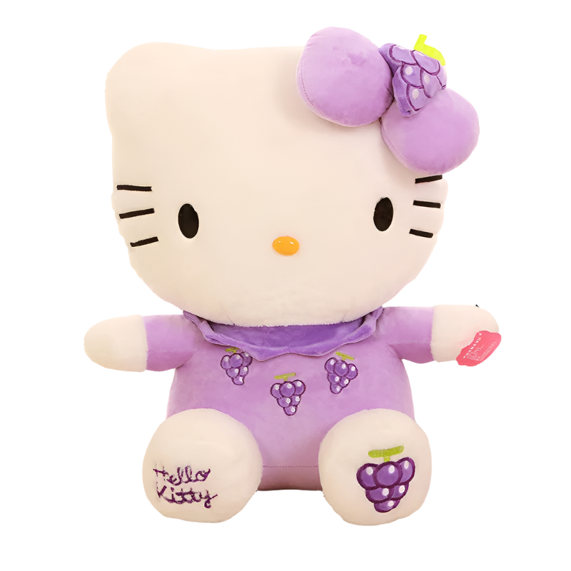 Brinquedo de Pelúcia Hello Kitty Boneca Uva Macio Travesseiro de Pelúcia Anime Decoração Animal Presente Pelucias Menina Boneca Criança 18cm