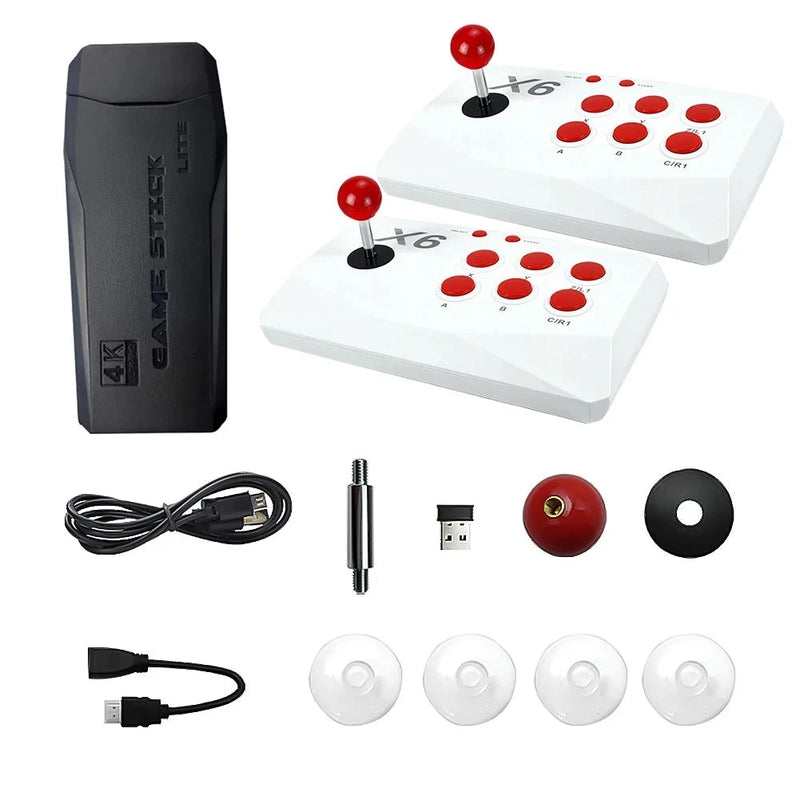 Console de TV Game Stick com Joystick Arcade – M8-X6, Built-in 20.000+ Jogos, Opções de 32G, 64G e 128G, Compatível com MAME, Sega, PS1, Atari