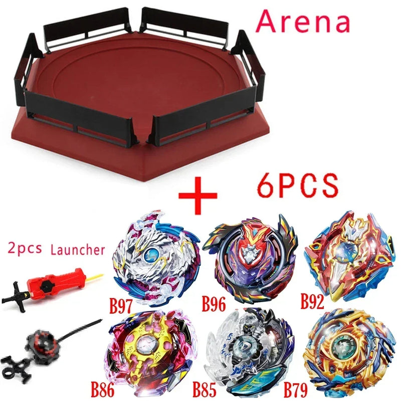 Novo Conjunto de Lançadores e Arena Beyblade Burst Animação Desenho Brinquedos com Starter e Arena Metal God Top Beyblade Blades e Acessórios Presente para Crianças Meninos e Meninas