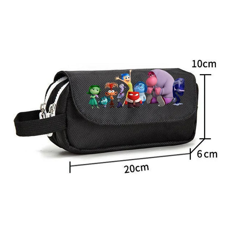 Estojo Disney Cartoon Divertida Mente 2 Inside Out 2 Bolsa de Papelaria com Grande Capacidade para Estudantes Material Escolar