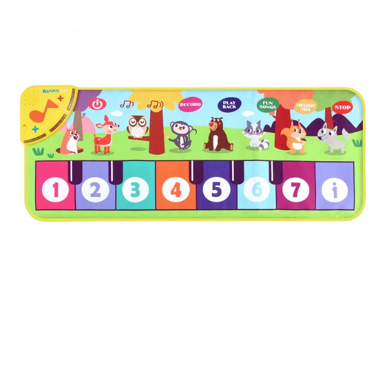 Brinquedo Tapete Musical Multifuncional para Crianças Teclado e Dança 8 Sons de Animais Brinquedo Educativo Presente para Crianças 80x30cm