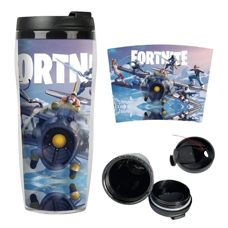 Copo Térmico de Plástico Fortnite Double Deck 400ml com Isolamento Térmico Acessório Gamer Presente Criança Adulto