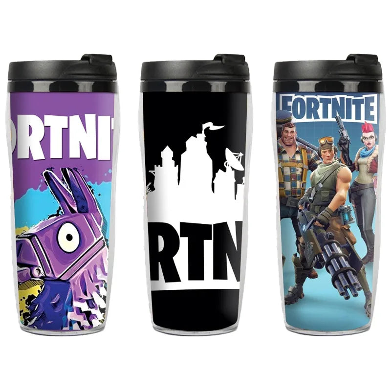 Copo Térmico de Plástico Fortnite Double Deck 400ml com Isolamento Térmico Acessório Gamer Presente Criança Adulto