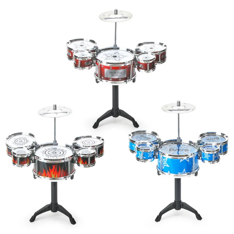 Brinquedo Bateria para Crianças Conjunto de Tambores Dinâmico para Iniciantes Instrumento de Percussão Estilo Jazz Ocidental Brinquedo Musical Educativo Presente para Meninos e Meninas Crianças