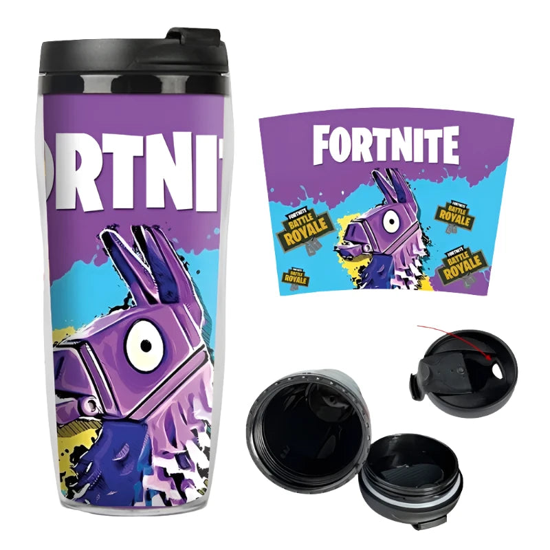 Copo Térmico de Plástico Fortnite Double Deck 400ml com Isolamento Térmico Acessório Gamer Presente Criança Adulto