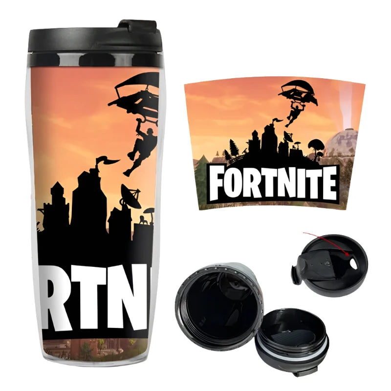 Copo Térmico de Plástico Fortnite Double Deck 400ml com Isolamento Térmico Acessório Gamer Presente Criança Adulto