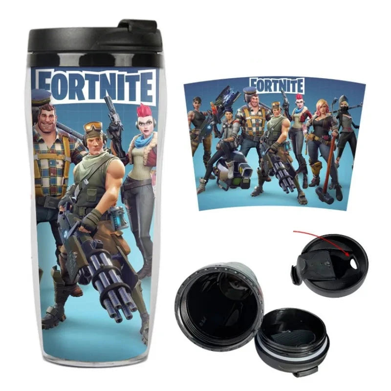 Copo Térmico de Plástico Fortnite Double Deck 400ml com Isolamento Térmico Acessório Gamer Presente Criança Adulto