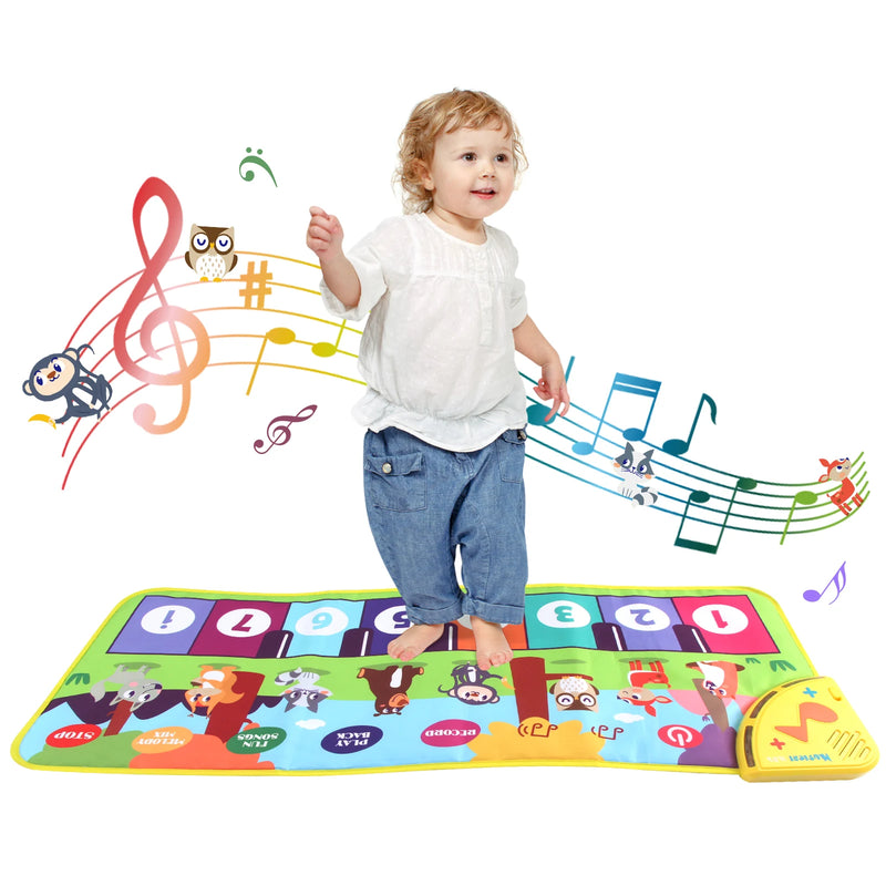 Brinquedo Tapete Musical Multifuncional para Crianças Teclado e Dança 8 Sons de Animais Brinquedo Educativo Presente para Crianças 80x30cm