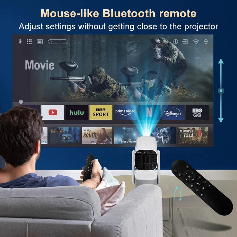 Projetor Salange 4K K2 Smart Android 11.0 c Bateria Embutida Alto-falante Bluetooth Wi-Fi Foco Automático Correção Keystone Estilo Livre Samsung iPhone Android Celular Projetor de Filmes ao Ar Livre Acessório