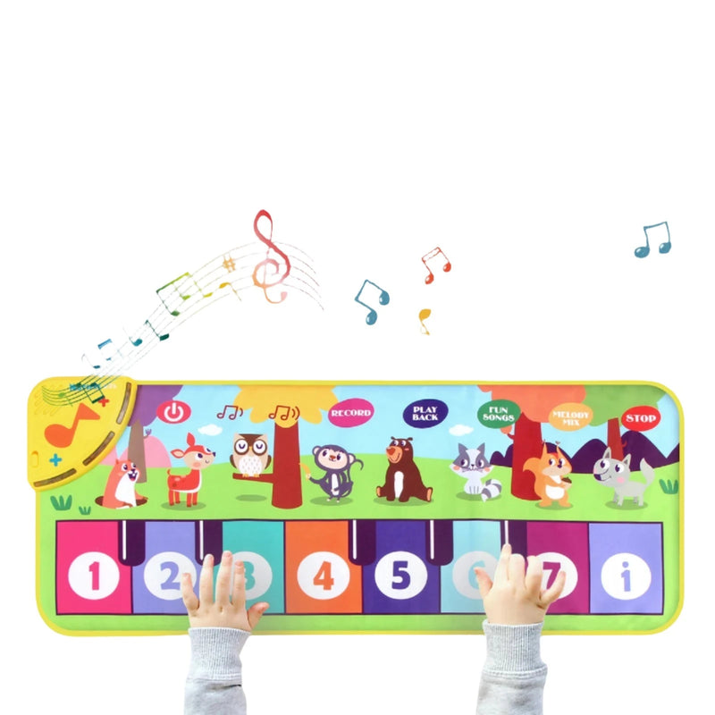 Brinquedo Tapete Musical Multifuncional para Crianças Teclado e Dança 8 Sons de Animais Brinquedo Educativo Presente para Crianças 80x30cm