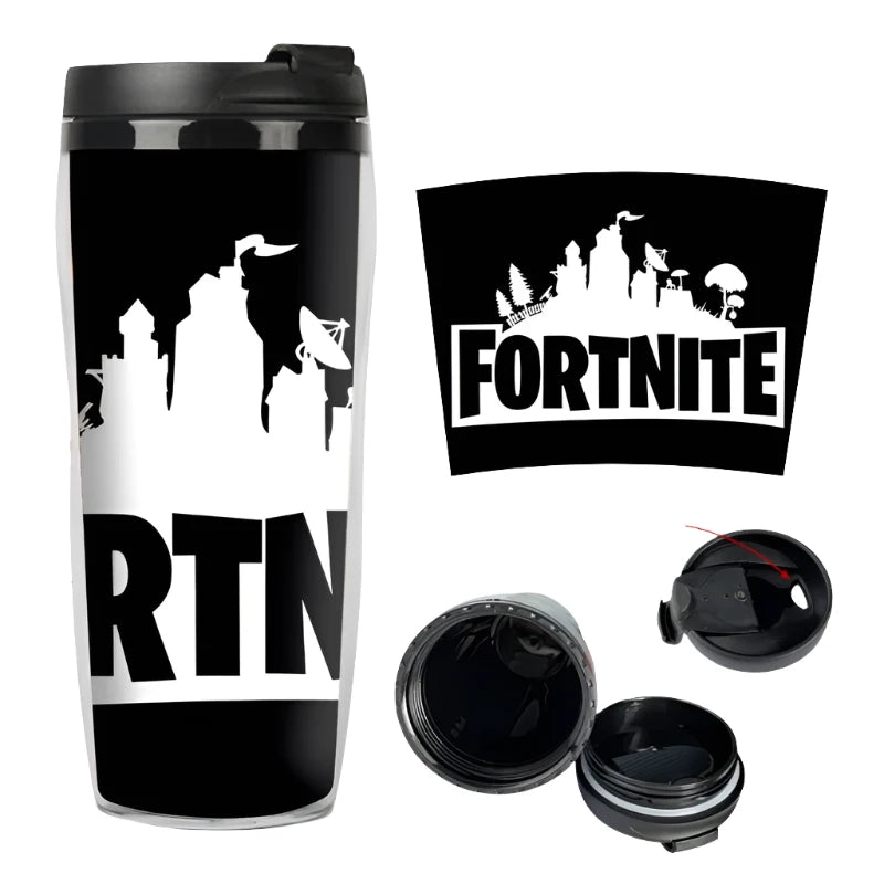 Copo Térmico de Plástico Fortnite Double Deck 400ml com Isolamento Térmico Acessório Gamer Presente Criança Adulto