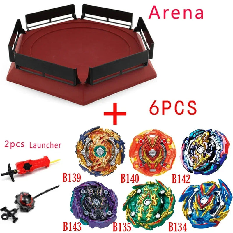 Novo Conjunto de Lançadores e Arena Beyblade Burst Animação Desenho Brinquedos com Starter e Arena Metal God Top Beyblade Blades e Acessórios Presente para Crianças Meninos e Meninas