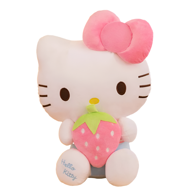 Brinquedo de Pelúcia Hello Kitty Boneca Morango Macio Travesseiro de Pelúcia Anime Decoração Animal Presente Pelucias Menina Boneca Criança 18cm