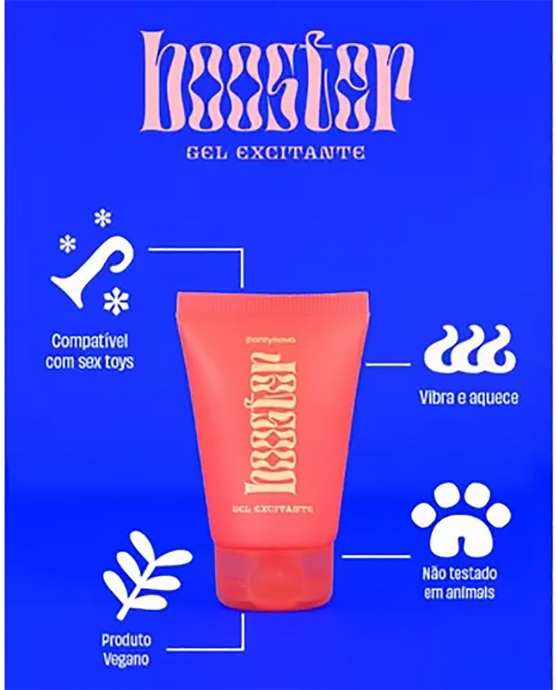 Booster Excitante Vibrador Líquido Lubrificante Beijável Unissex 40ml Aquece Vegano Pantynova - Megalonania