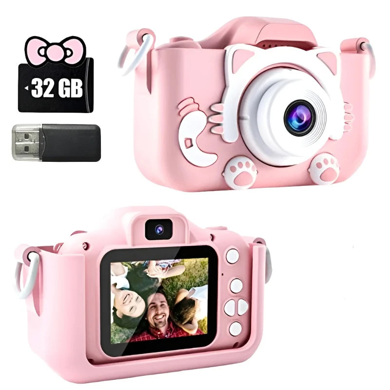 Mini Câmera Digital para Crianças Brinquedo para Meninos e Meninas  Câmera Infantil com Vídeo  Inclui Cartão SD de 32GB  Melhores Presentes de Aniversário Criança