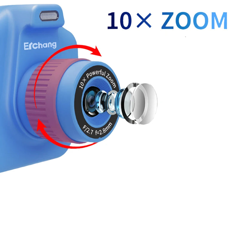 Câmera de Impressão Instantânea para Crianças Câmera Fotográfica Digital com Zoom Digital 10x Ideal para Meninas e Meninos Presente de Aniversário Novo