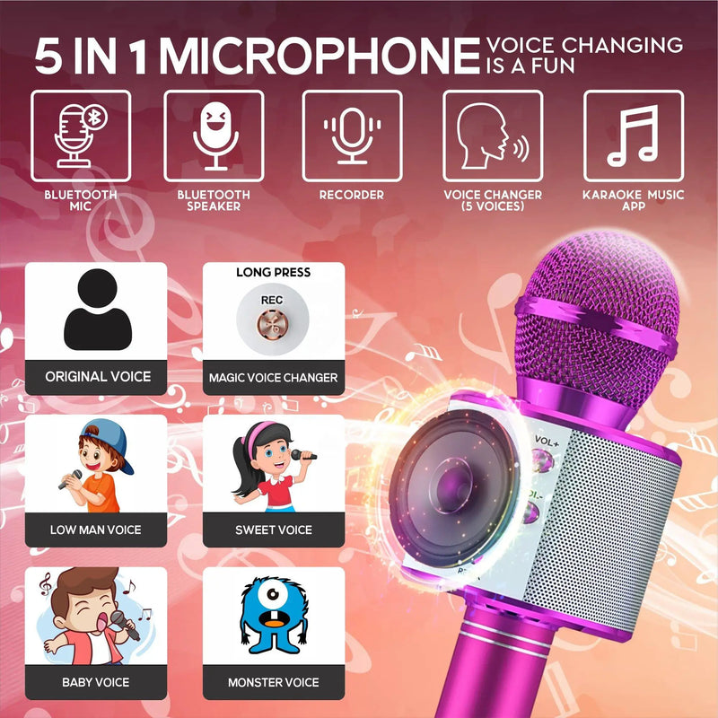 Microfone Sem Fio Bluetooth para Karaoke Ideal para Adultos e Crianças  Microfone para Cantar Brinquedo Divertido para Meninos e Meninas Presente de Aniversário Criança