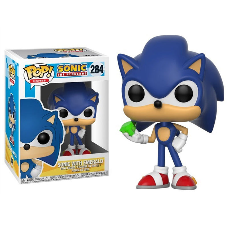 Boneco Funko POP Sonic com Esmeralda 284 Jogos Games Sega Brinquedo Colecionável Presente Coleção Criança