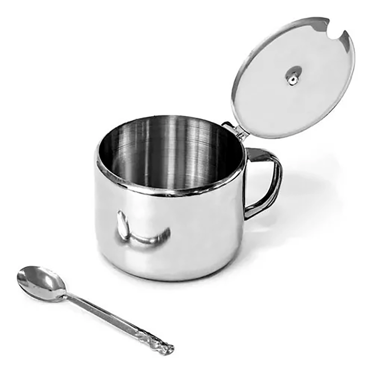 Açucareiro Inox Ke Home Com Colher Para Sua Cozinha 250ml